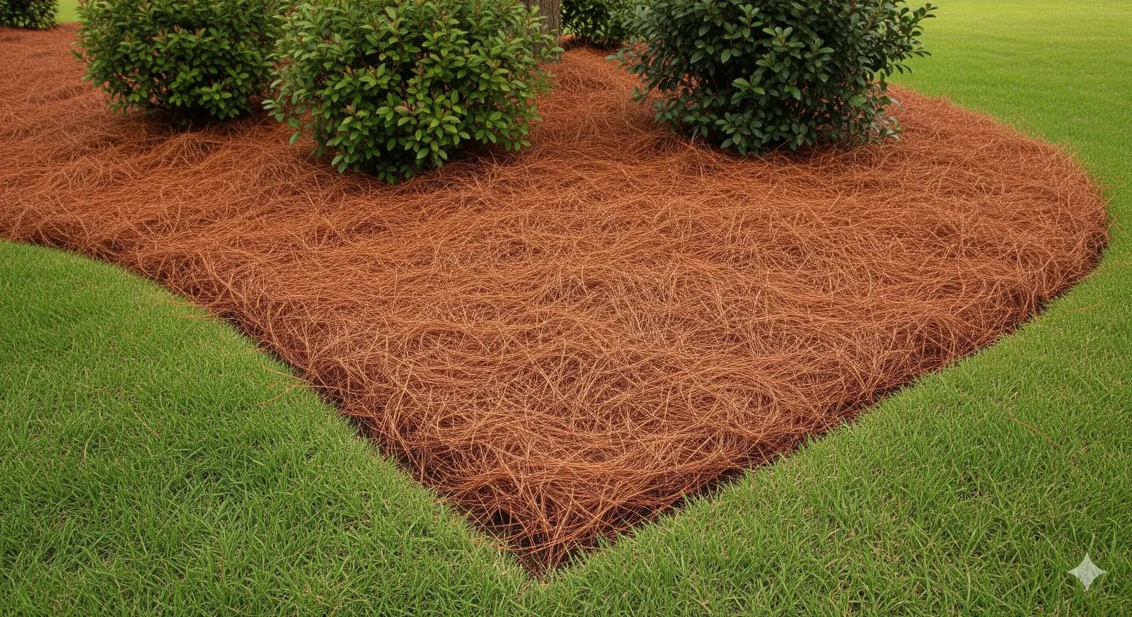A team member professionally installed pinestraw